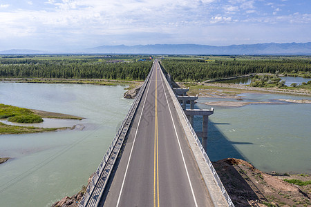 航拍伊犁河大桥背景图片