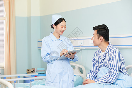 护士咨询病人身体情况背景图片