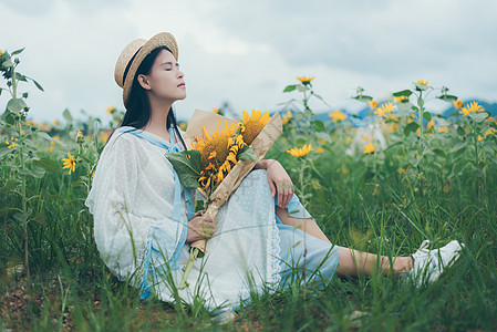 q萌女生向日葵女孩背景