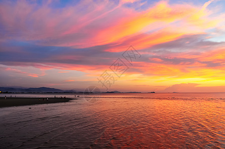 沙滩黄昏沙巴海滩黄昏背景