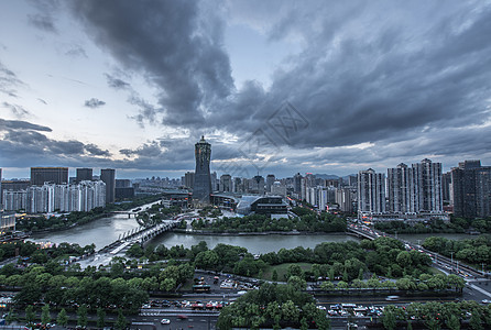 广阔的杭州武林广场背景图片