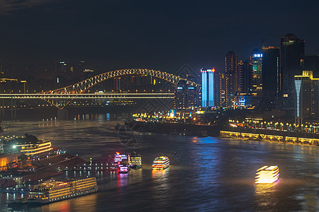 重庆朝天门码头游船夜景背景