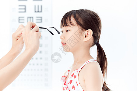 儿童眼镜可爱小女孩戴上眼镜背景
