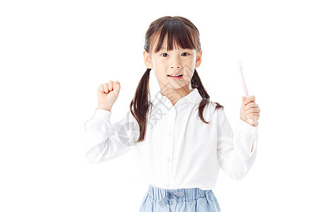 活力可爱小美女手拿牙刷图片素材