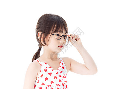 小女孩戴眼镜侧面形象背景图片