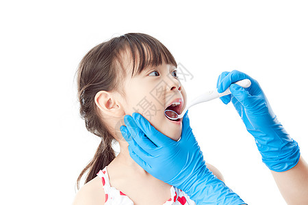 护患小女孩做口腔牙齿检查背景