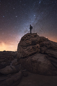 青岛方特梦幻王国星空下的背包客背景