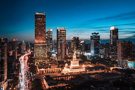 上海展览中心城市夜景高清图片素材