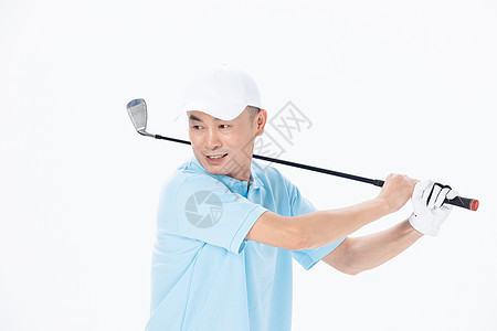 中年人男性高尔夫球挥杆运动图片