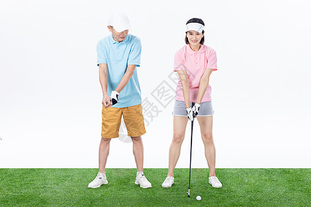 中年夫妻高尔夫球运动图片