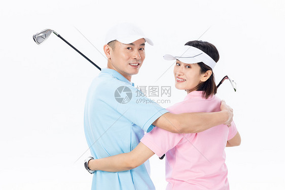 中年夫妇相约打高尔夫球图片