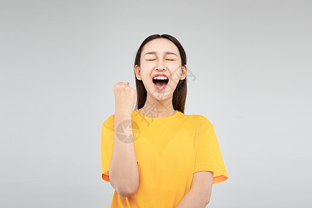 女性加油手势图片