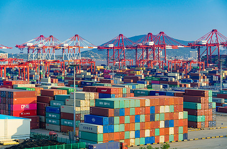 洋山深水港自动化集装箱码头背景图片