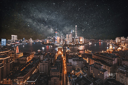 上海外滩陆家嘴夜景背景图片