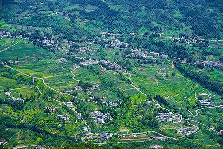 高山白云俯视山川风光背景