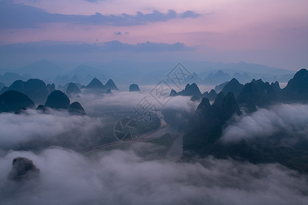 航拍山脉航拍桂林云雾山水背景