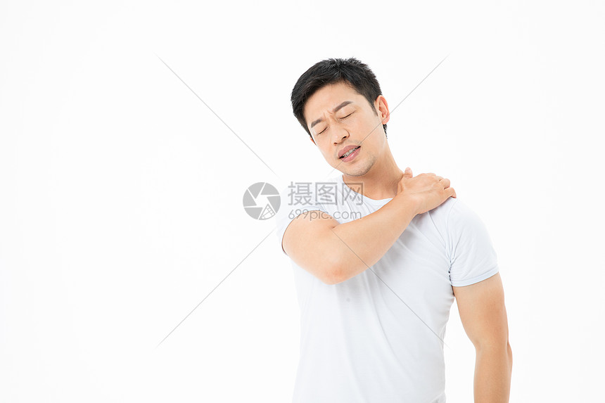 青年男性肩膀疼痛高清图片下载 正版图片 摄图网