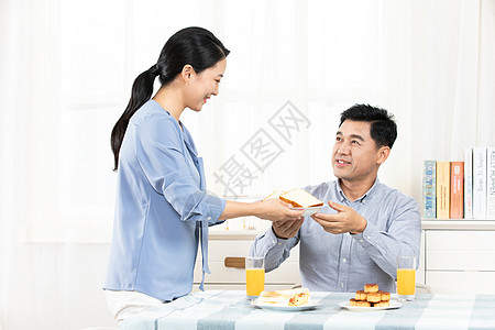 夫妻吃早餐中产阶级,图片素材