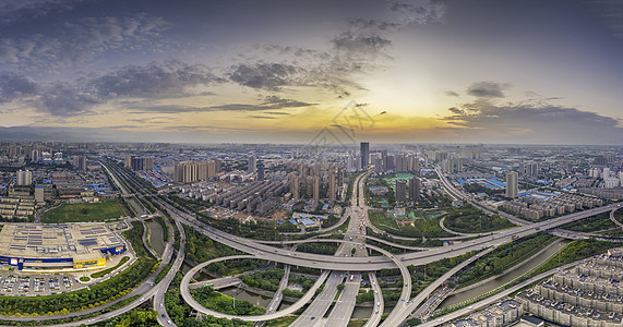航拍西安城市风光道路背景图片