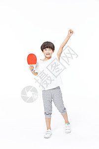 乒乓球少年做胜利手势图片