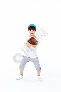 男孩戴着棒球手套图片