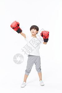 男孩子戴着拳击手套 背景图片