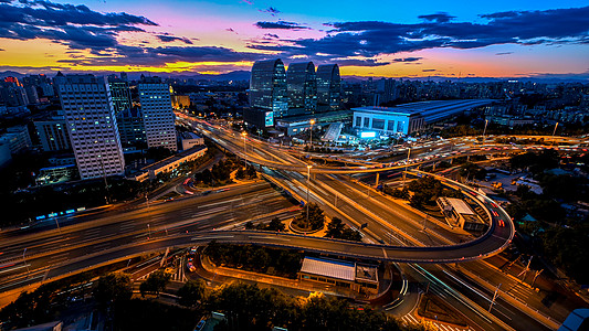 北京道路夜景西直门立交桥夜晚的全景背景