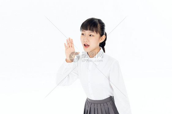 中学生女孩张手喊话图片