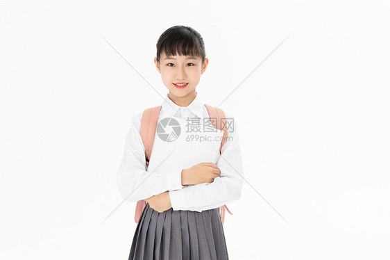 中学生女孩抱着书本图片