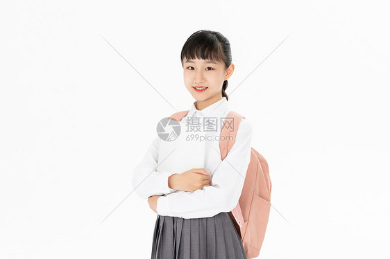 中学生女孩抱着书本图片