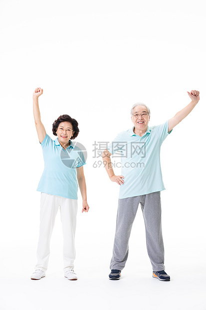 老年夫妇健身锻炼图片