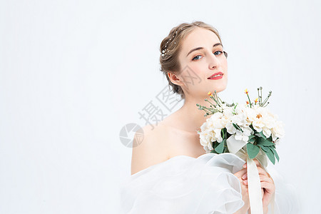 拿花的美女图片 拿花的美女素材 拿花的美女高清图片 摄图网图片下载