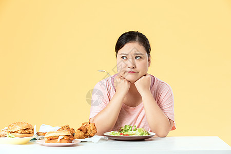 和胖闺蜜素材胖女孩暴饮暴食背景