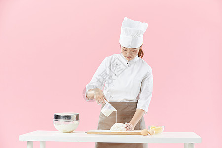 女面点师制作面包模特高清图片素材