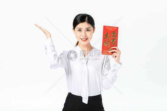 商务女性发红包图片