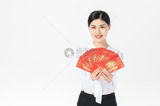 商务女性发红包图片