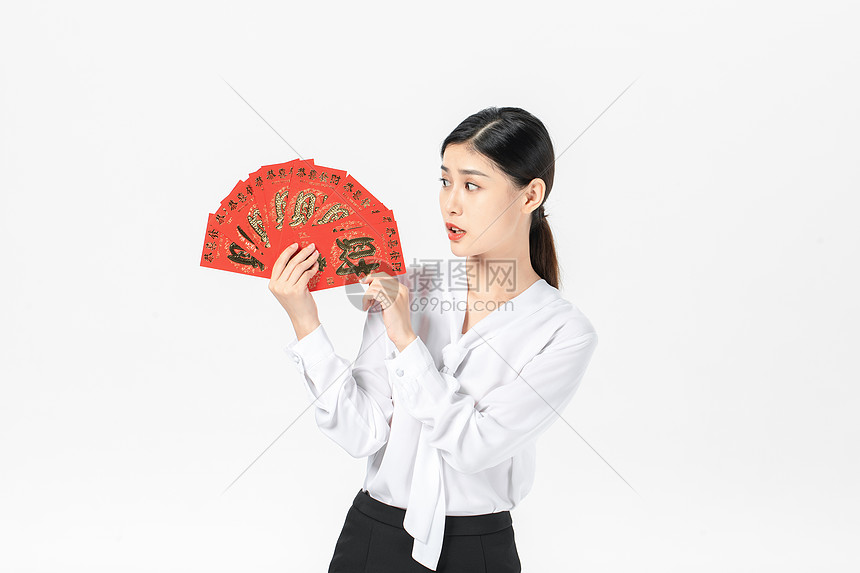 商务女性发红包图片