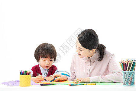 儿童幼教老师带学生画画图片