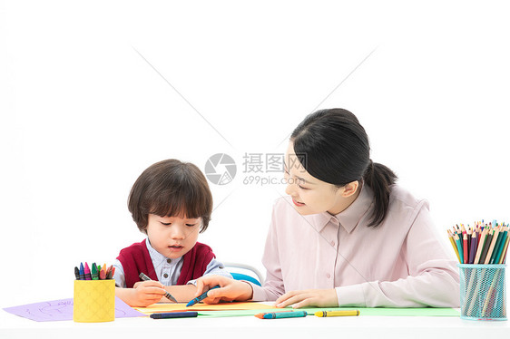 儿童幼教老师带学生画画图片