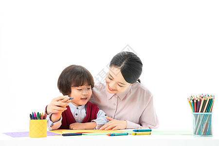 儿童幼教老师带学生画画图片