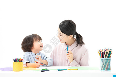 儿童幼教老师带学生画画背景图片