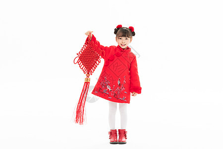 新年小女孩手拿中国节背景图片