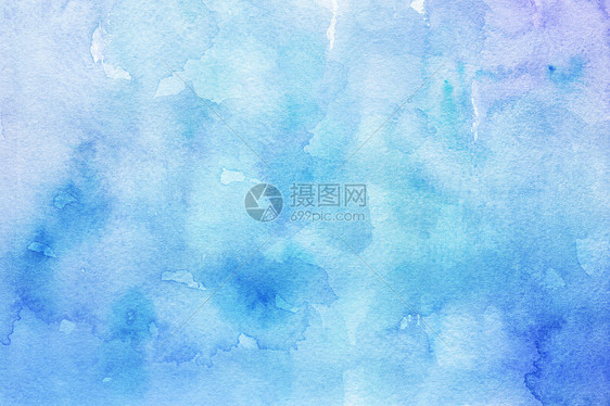 蓝色水彩画背景彩色喷笔画图片