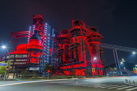 北京首都钢铁遗址夜景背景图片