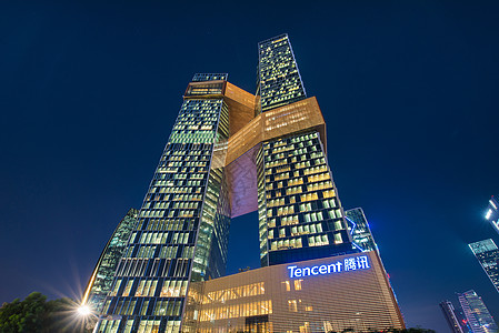 腾讯滨海大厦企鹅帝国夜景高清图片