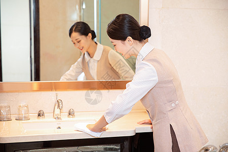 女性服务生清洁酒店形象图片