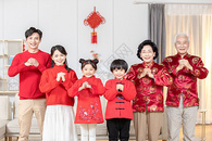 春节家人团聚拜年图片