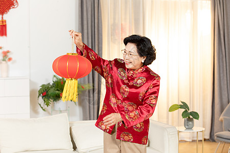 中国灯笼新年奶奶手提灯笼背景