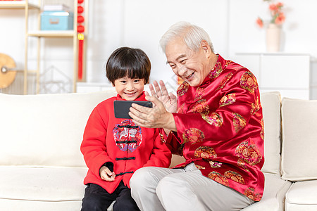 新年祖孙视频拜年背景图片