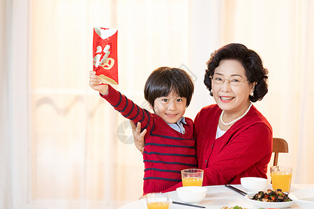 发红包男孩新年发红包压岁钱背景